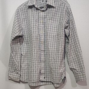 GAP Men's Medium Blue White Check Button Down Shirt Casual Classic M